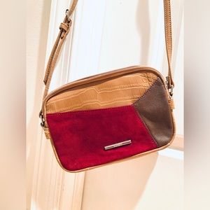 Nine West red, brown, tan crossbody bag